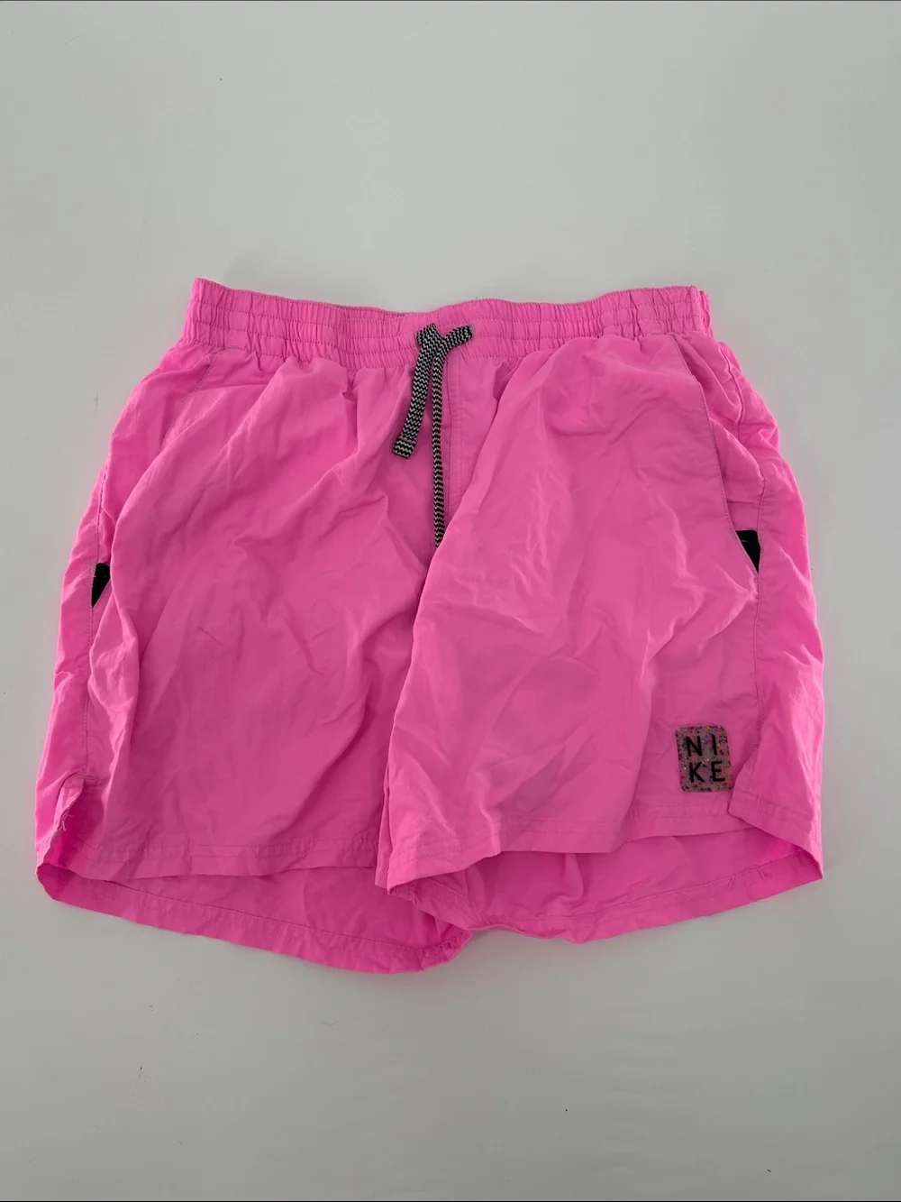 Nike Men's Neon Pink Swim Trunks with Contrast Drawstring